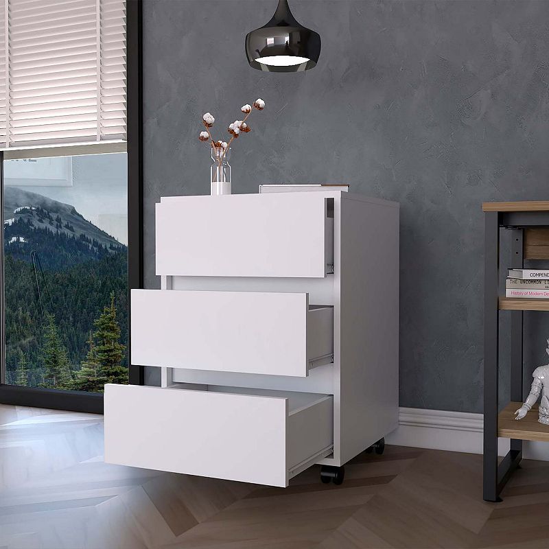 Vienna Three Drawers Filing Cabinet，  Roller Blade Glide