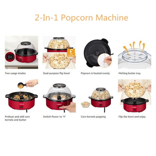 4-Quart Automatic Stirring Popcorn Maker Popper with Nonstick Plate