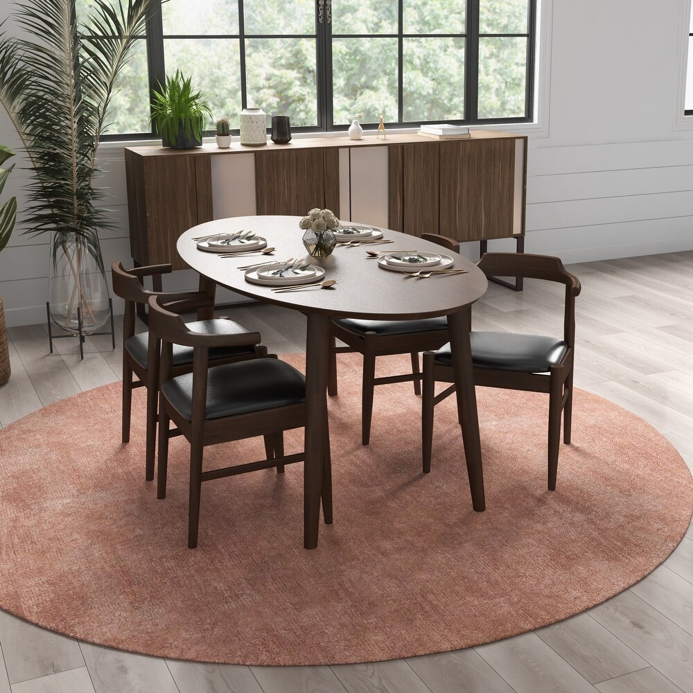 Rexus Modern Solid Wood Oval Dining Table and Chair Set Dining Room Furniture Set