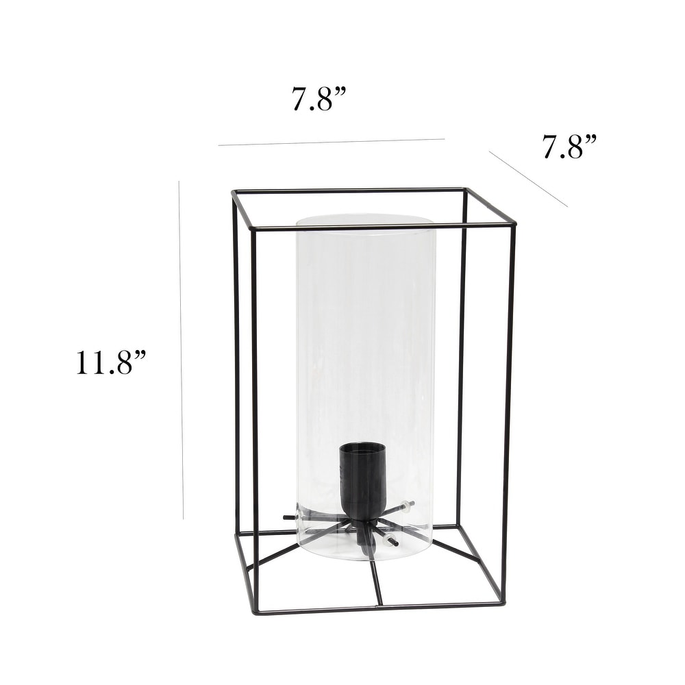 Elegant Designs Large Exposed Glass and Metal Table Lamp  Black/Clear   7.8\