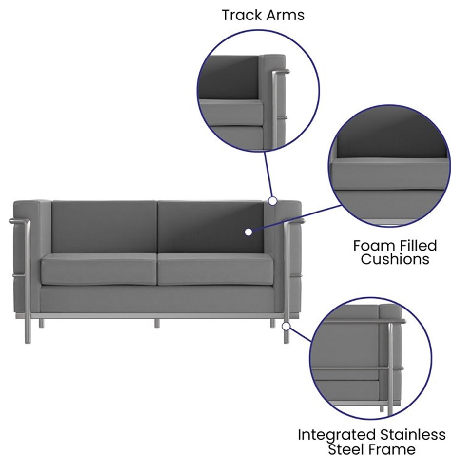 Flash Furniture Hercules Regal LeatherSoft Reception Set in Gray   Modern   Living Room Furniture Sets   by Homesquare  Houzz