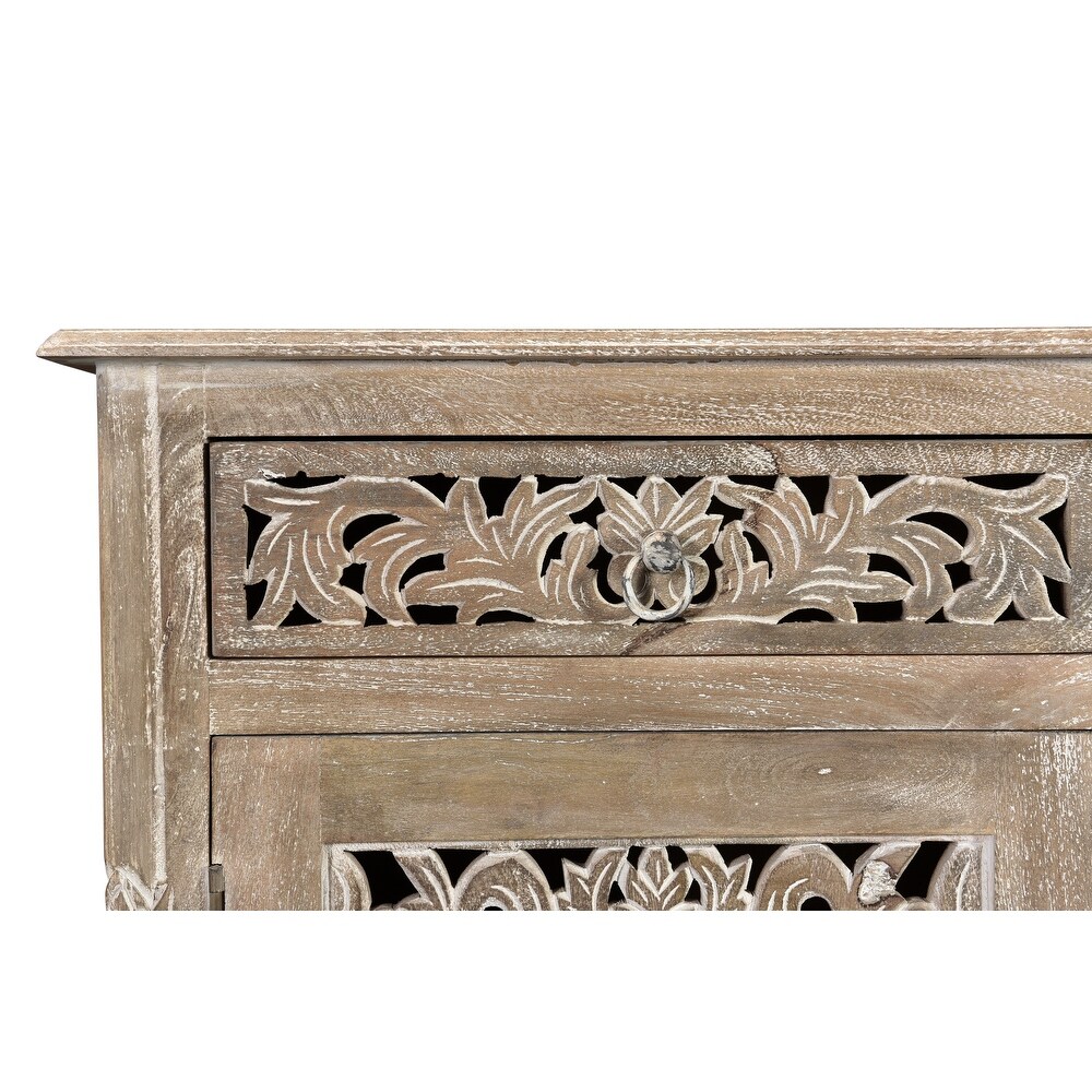 Florence Floral Carved Wood 6 Drawer 2 Door Sideboard