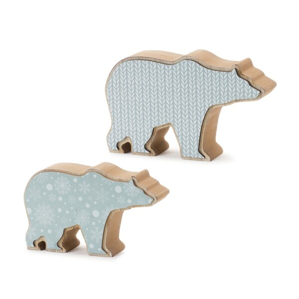 Wood Polar Bear Decor (Set of 2)