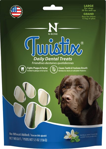 N-Bone Twistix Vanilla Mint Flavored Large Dental Dog Treats