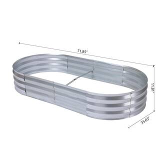 LuxenHome 6 ft. x 3 ft. Oval Raised Galvanized Steel Garden Bed Planter WHPL1606