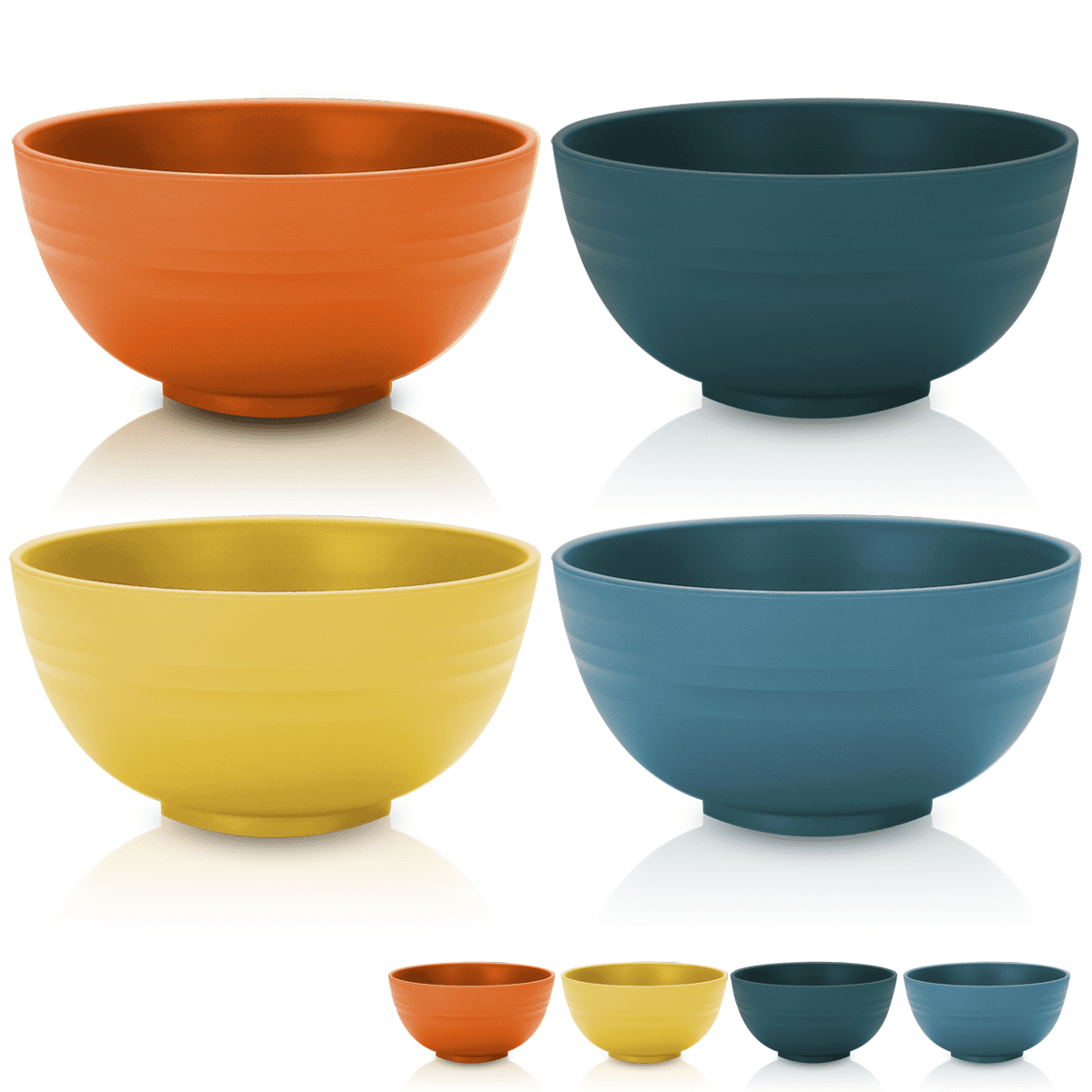 ReaNea Cereal Bowls 4 Pieces， Unbreakable And Reusable Light Weight Bowl For Rice Noodle Soup Snack Salad Fruit BPA Free