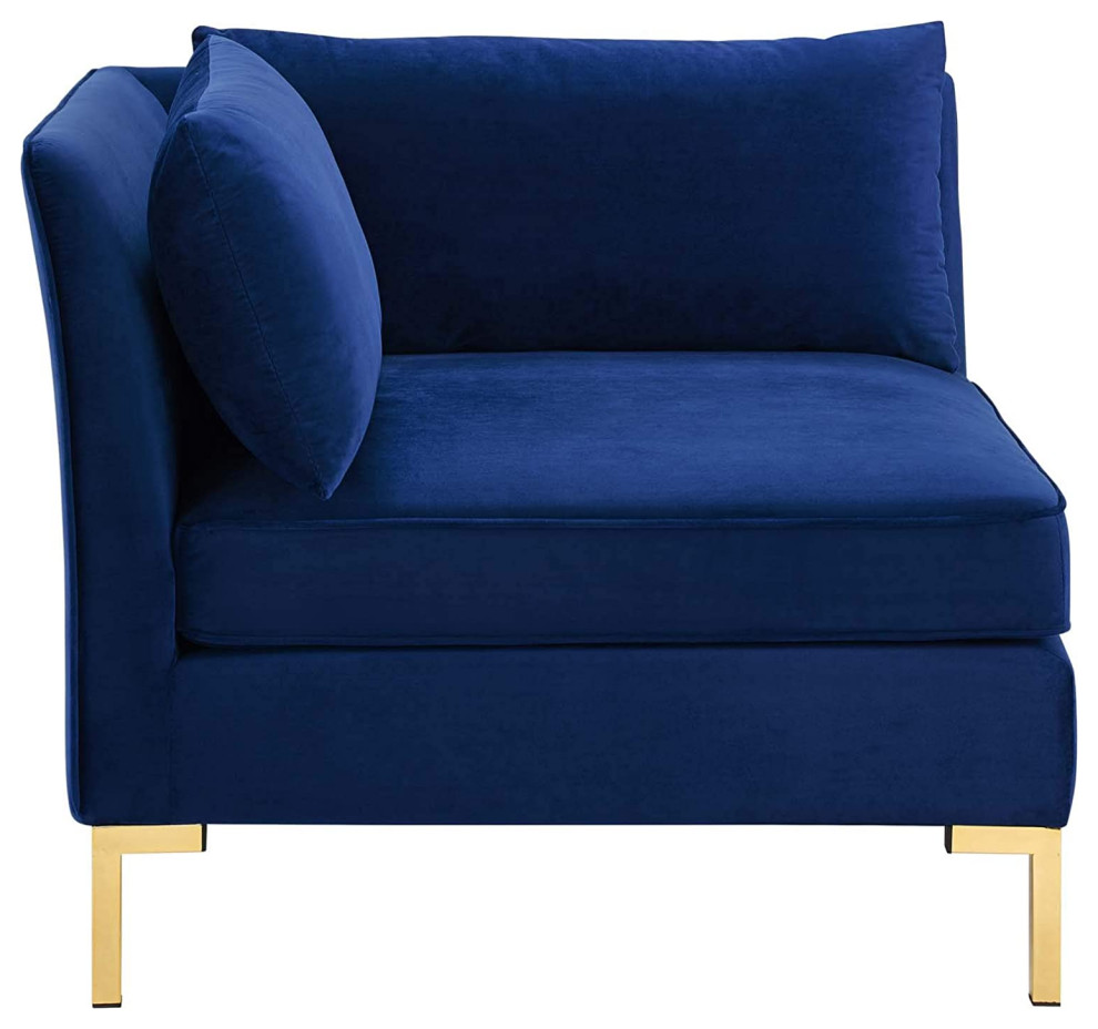 Modern Loveseat  Golden Metal Legs With Velvet Padded Seat  ampPiping Accent   Contemporary   Sofas   by Declusia  Houzz