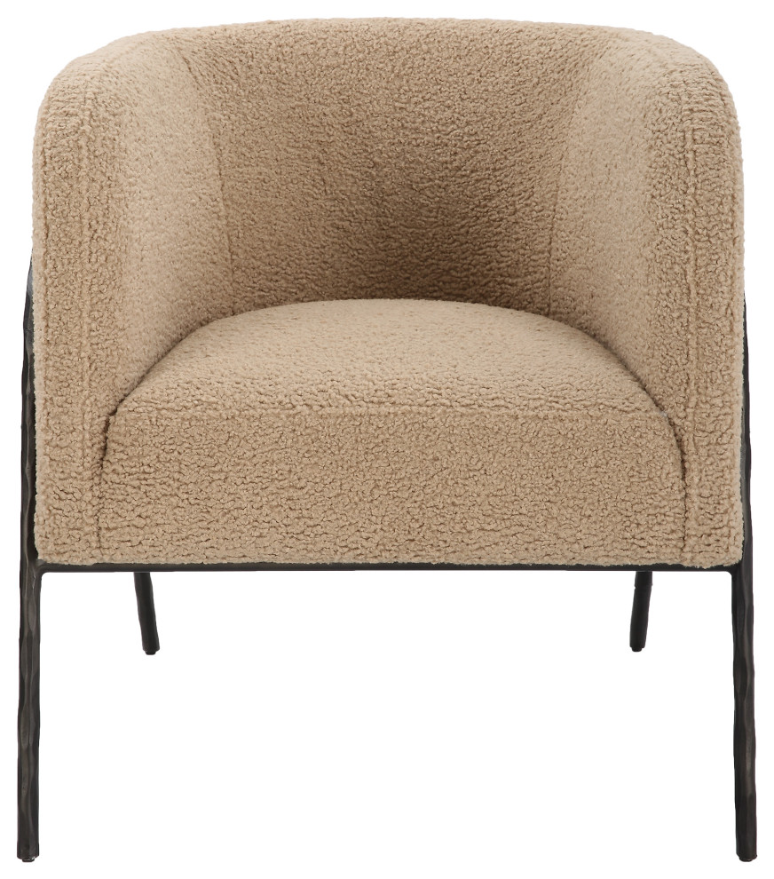 Uttermost Jacobsen Tan Shearling Barrel Chair   Midcentury   Armchairs And Accent Chairs   by Uttermost  Houzz