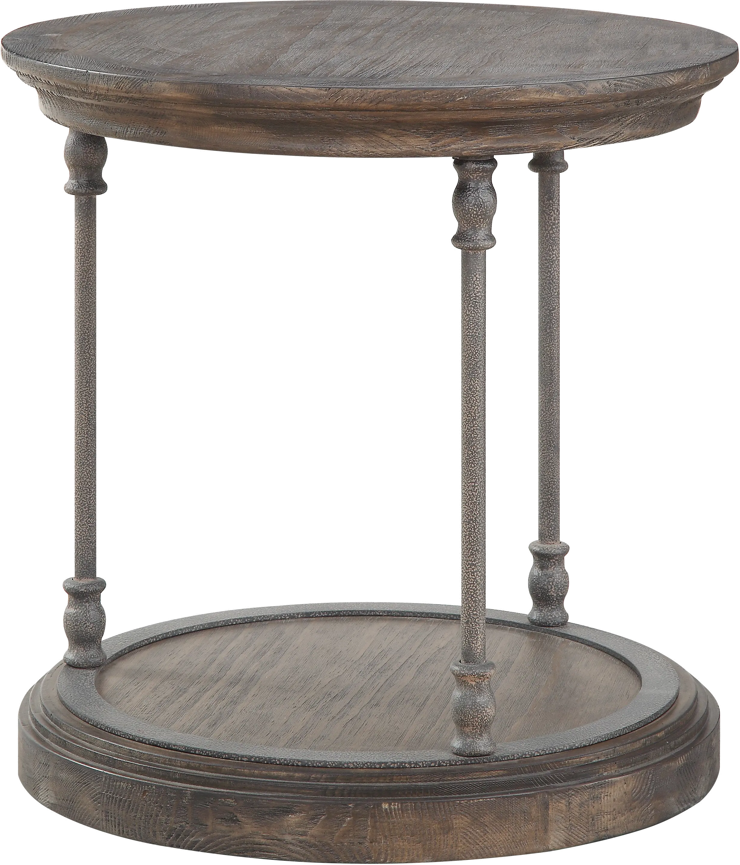 Traditional Brown Round End Table - Corbin