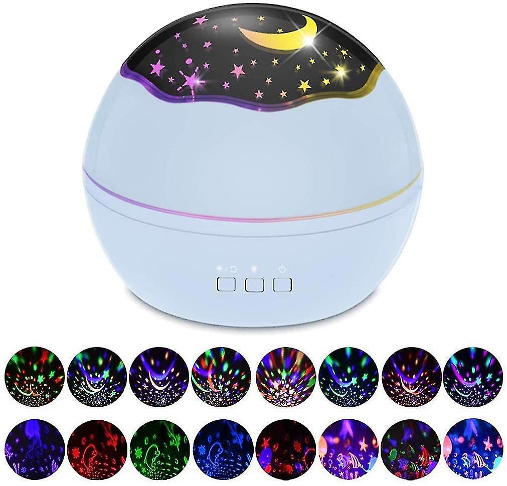 Starry Night Light Projector， Led Lamp Star Moon Projector Rotating Night Light Sleep Soother