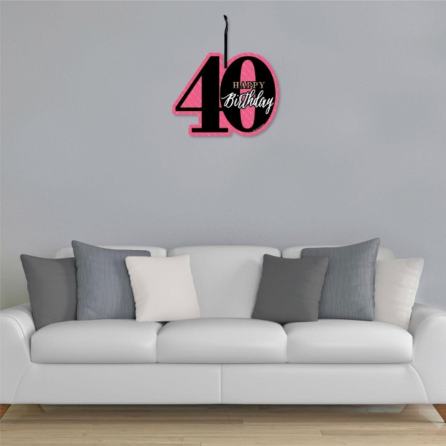 Big Dot Of Happiness Chic 40th Birthday Pink Black And Gold Hanging Porch Birthday Party Outdoor Decorations Front Door Decor 1 Piece Sign