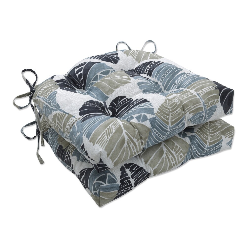 Pillow Perfect Outdoor Hixon Stone Reversible Chair Pad (Set of 2)   15.5 X 16 X 4