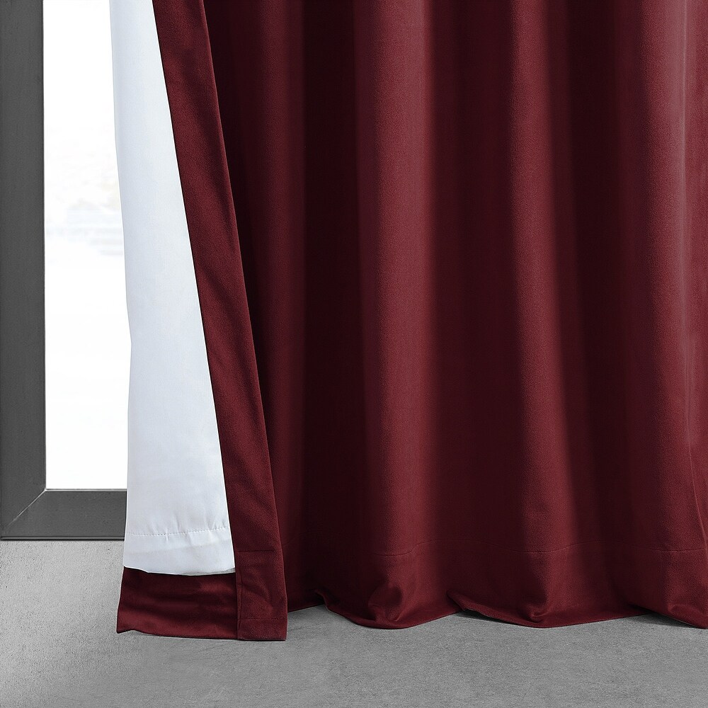 Exclusive Fabrics Signature Burgundy Velvet Blackout Curtain (1 Panel)   Luxurious Blackout Drapery for Elegant Décor