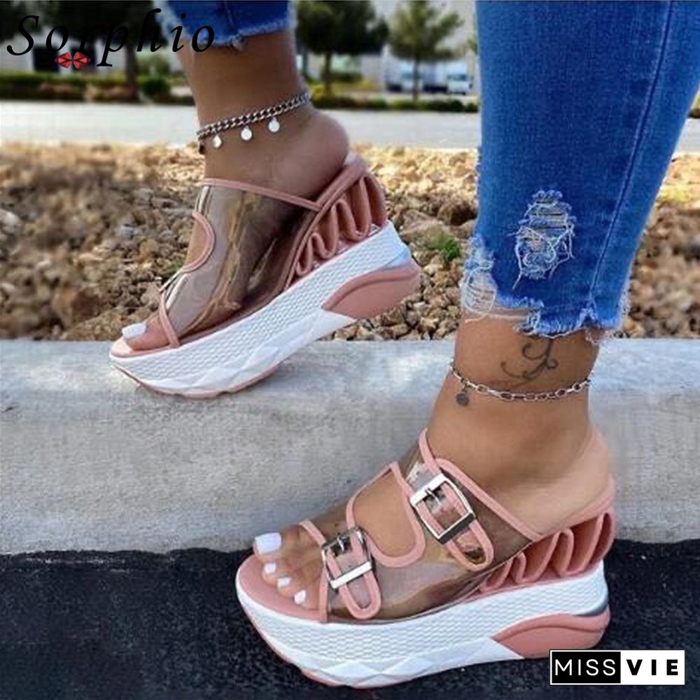 Sorphio New INS Hot Brand Wave Wedges Sandals Comfortable Summer Platform Sandals Women High Heels Casual Shoes Woman