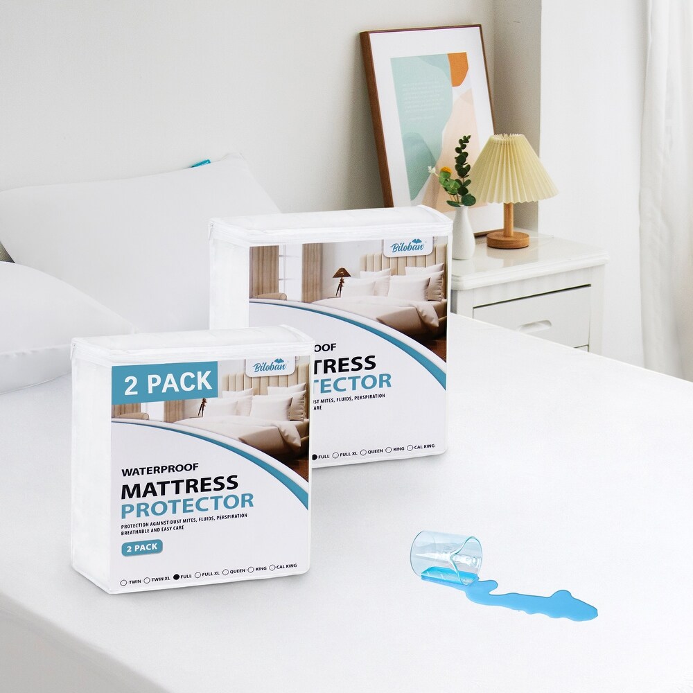 2 Pack Waterproof Mattress Protector by Biloban   White