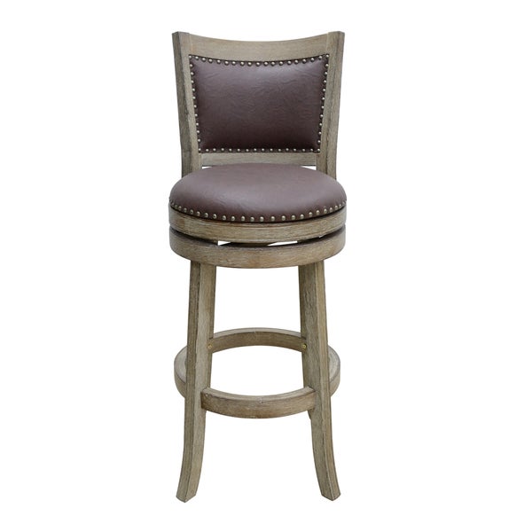 29-inch Cantabria Wire-brush Swivel Stool， Weathered White