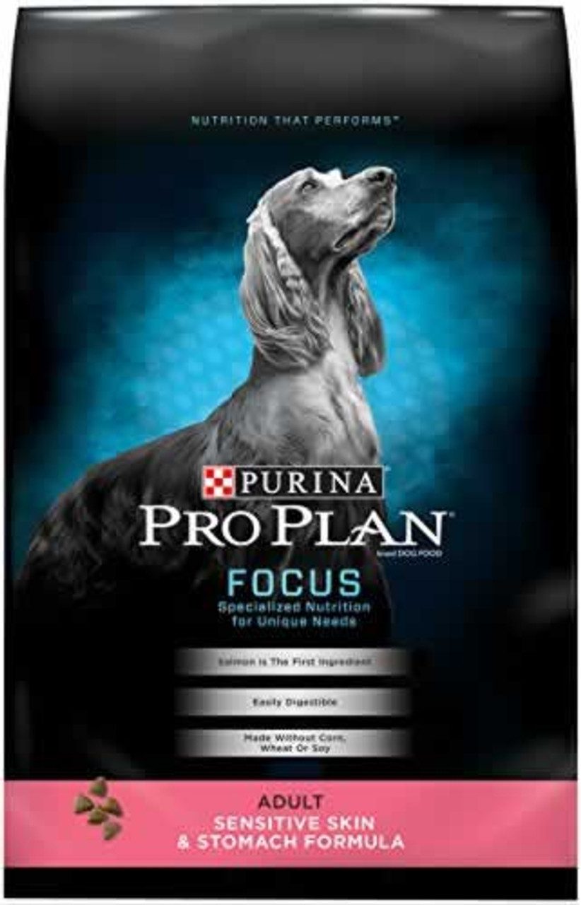 Pro Plan Focus Sensitive Skin and Stomach Adult Dog Food， 18 Lb.