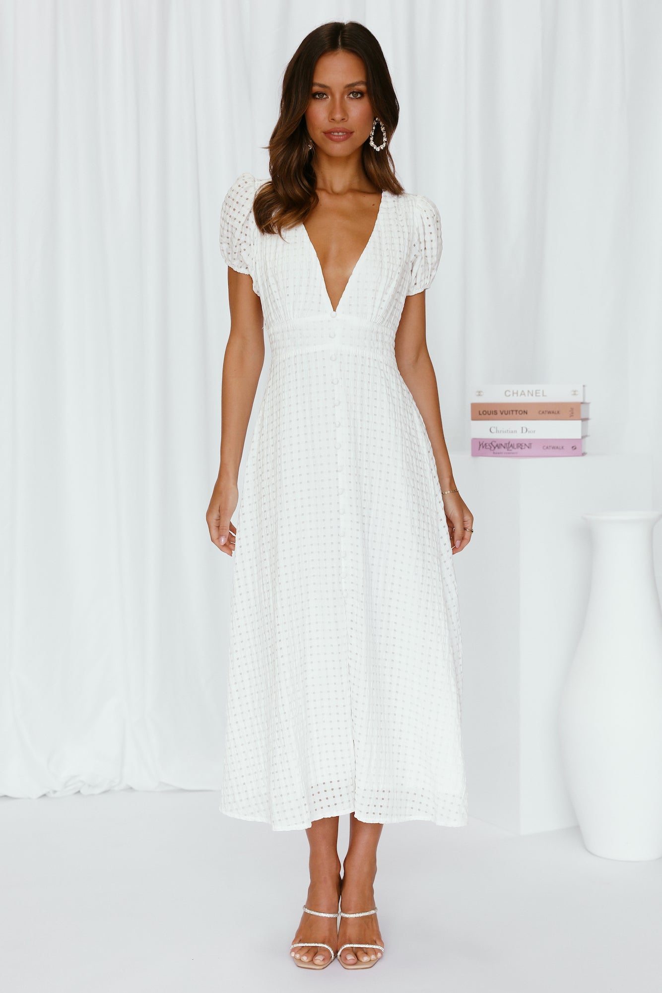 With Peace Midi Dress White