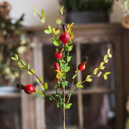 RusticReach Artificial Small Pomegranate Fruit Stem 23 Tall