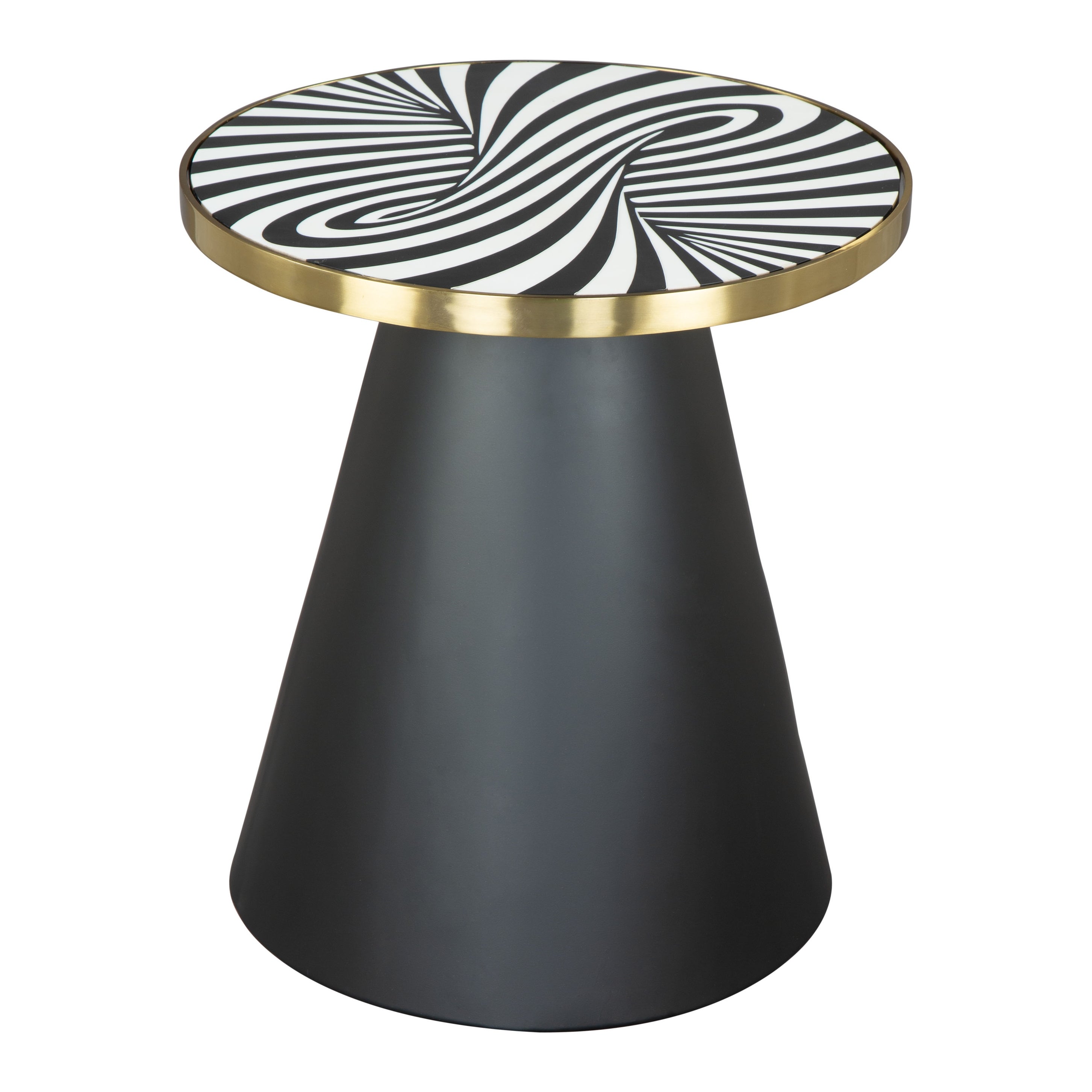 Fission Side Table White， Gold and Black - 18.1