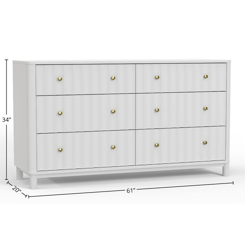 Alpine Furniture Stapleton 6 Drawer Dresser  White