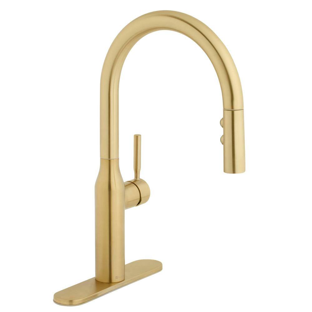 Glacier Bay Upson Single-Handle Pull-Down Sprayer Kitchen Faucet in Matte Gold HD67553-014405