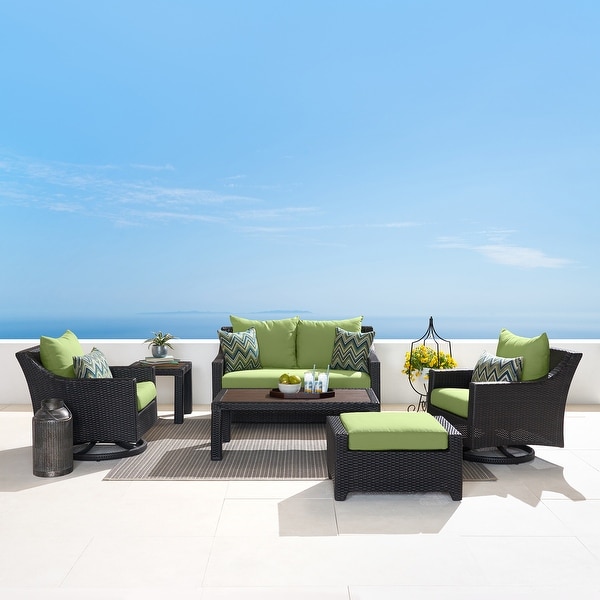 Deco 6 Piece Sunbrella Outdoor Patio Love and Motion Club Seating Set