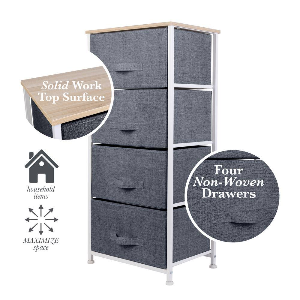 SIMPLIFY 17.7 in. x 11.8 in. x 37.4 in. 4-Drawer Storage Chest in Grey 27194-GREY