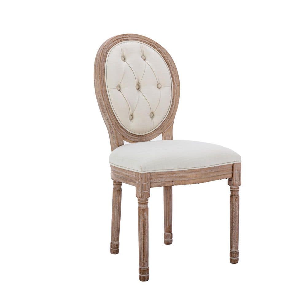 LUCKY ONE Saman 38in H Beige High Back Wooden Frame 20in Stool with Fabric Foam Seat High Bar Chairs With Rubber Legs（Set of 2） LO-HM38823