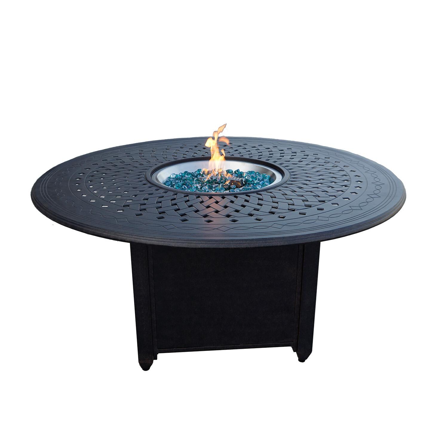 Darlee AC Series 60-Inch Round Propane Fire Pit Dining Table