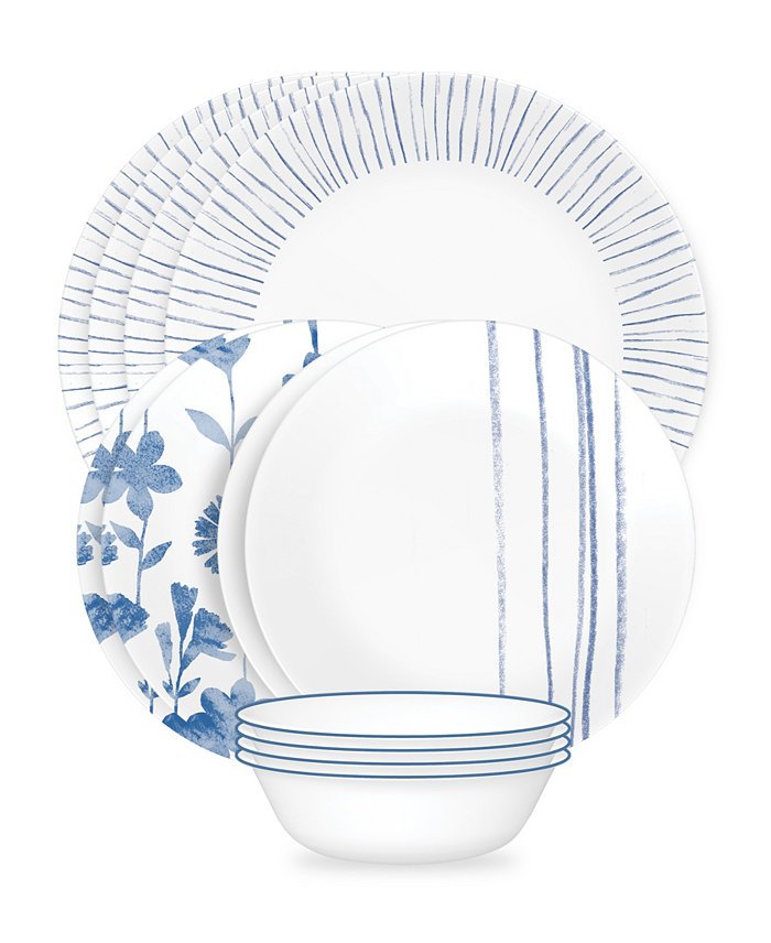 Corelle Botanical Stripes 12-pc Dinnerware Set Service for 4