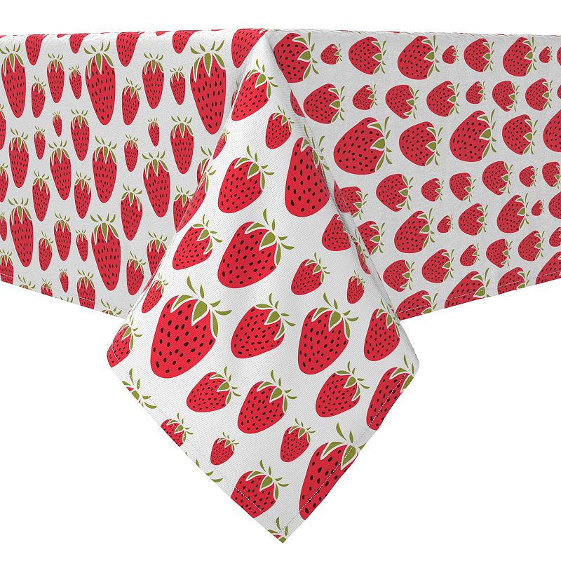 Square Tablecloth， 100% Cotton， 60x60， Strawberry Dessert