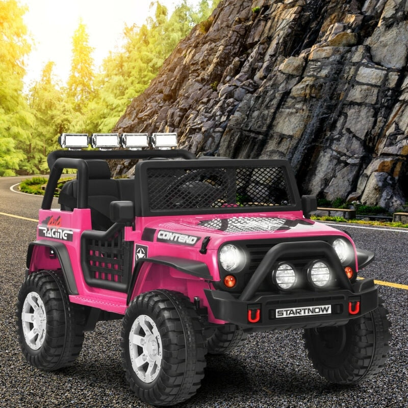 Kids Ride on Jeep Car 12V Battery Powered Electric Riding Toy Truck with Remote Control, Lights & Music