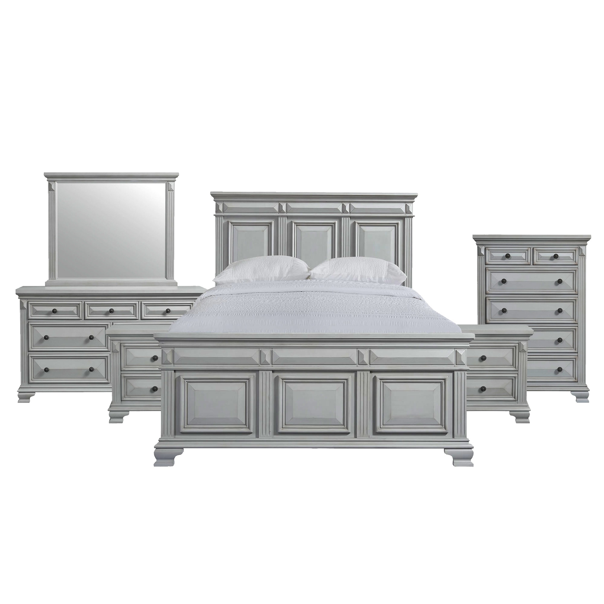 Picket House Furnishings Trent Panel 6PC Bedroom Set in Grey - - 31144736