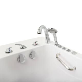 Ella Monaco Acrylic 52 in. Walk-In Whirlpool and Air Bath in White Heated Seat Fast Fill Faucet Set Left 2 in. Dual Drain OA3252DH-HB-L