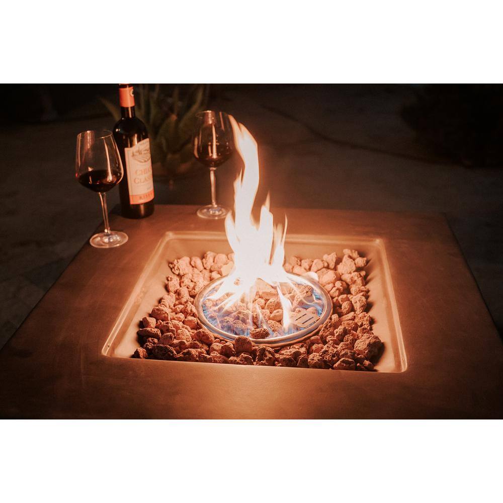 XBRAND 30 in. W x 23.6 in. H Outdoor Square MgOMetal Propane Gas Smokeless Fire Pit Table in Gray with Lava Rocks ProPitXZ46