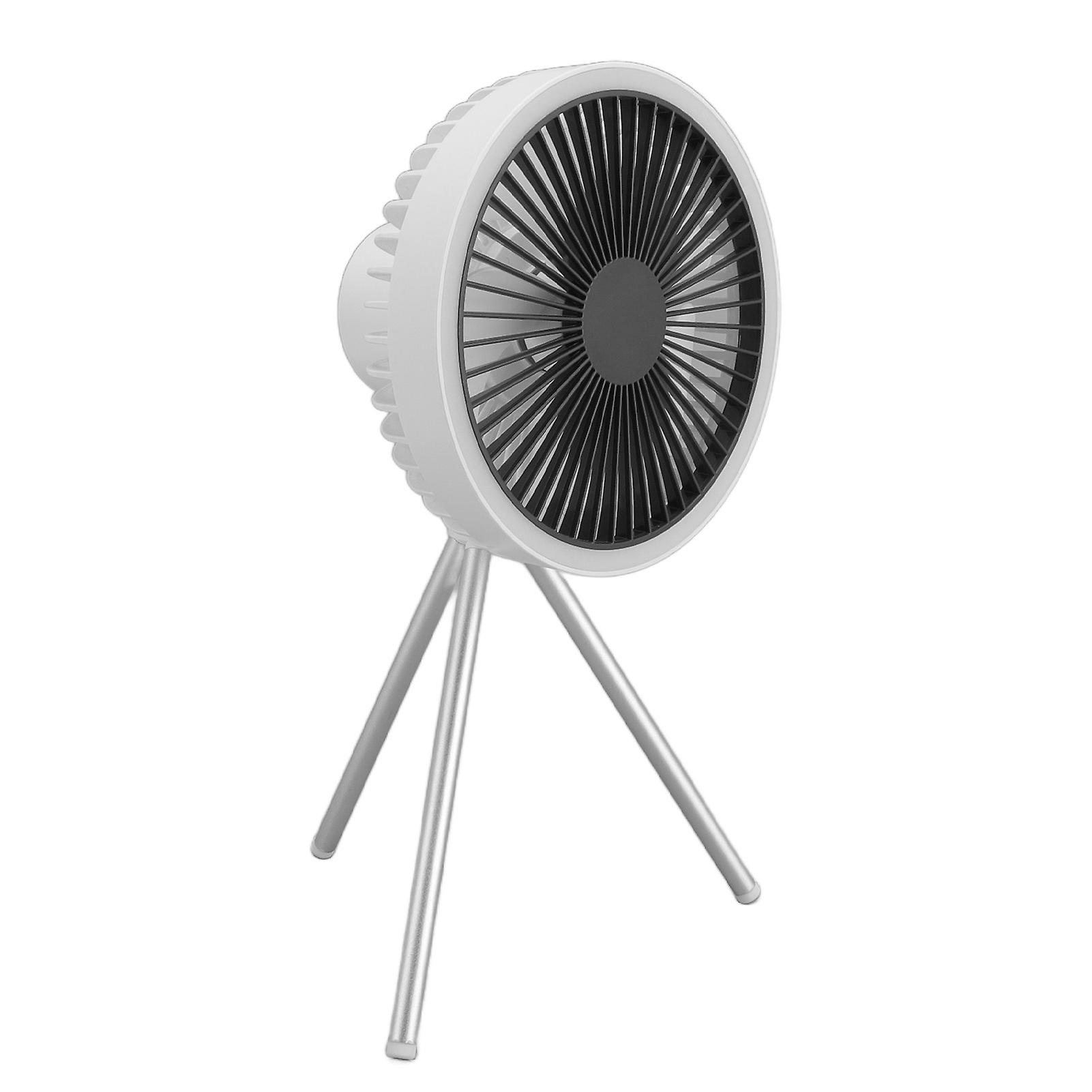 Tripod Fan 10000mAh 3 Gears Adjustable Timing Function Portable Desktop Fan with Light for Outdoor Camping White