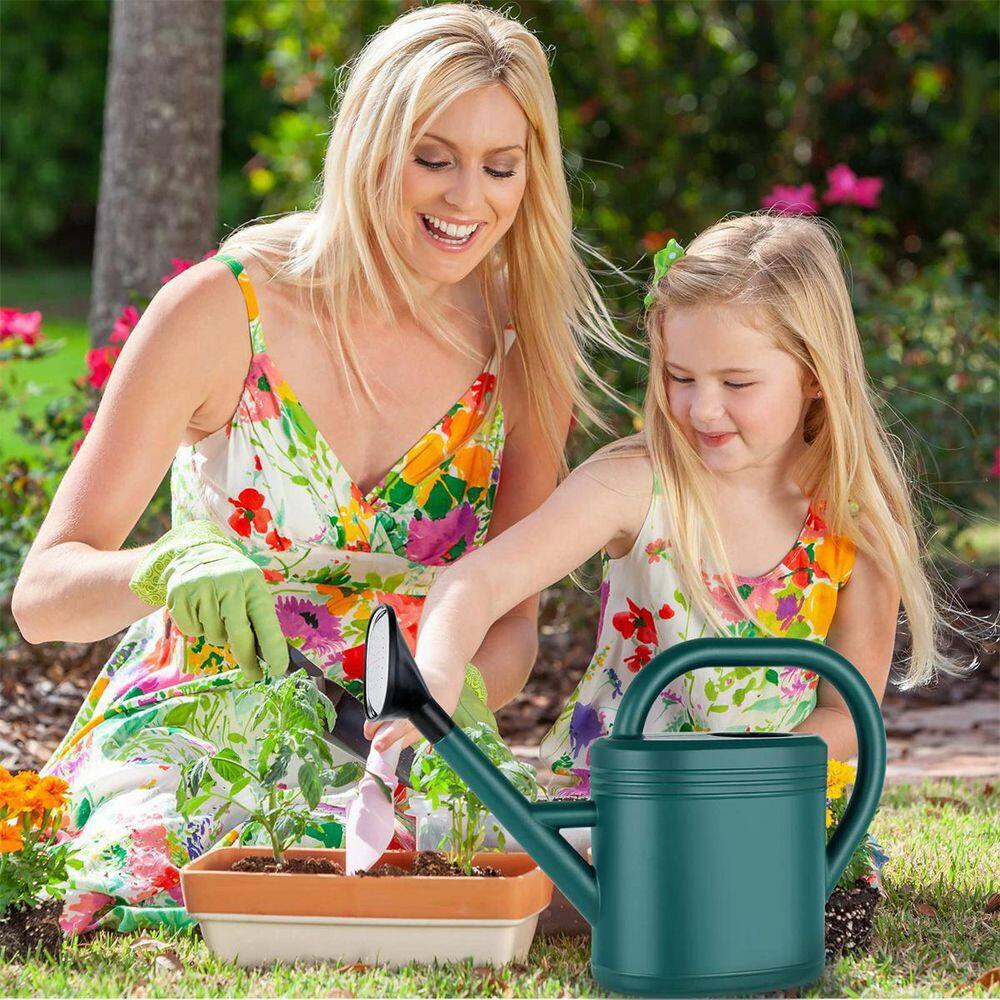 Dyiom Green 1 Gal.  Garden Watering Cans Large Long Spout with Sprinkler Head B09X2S695D