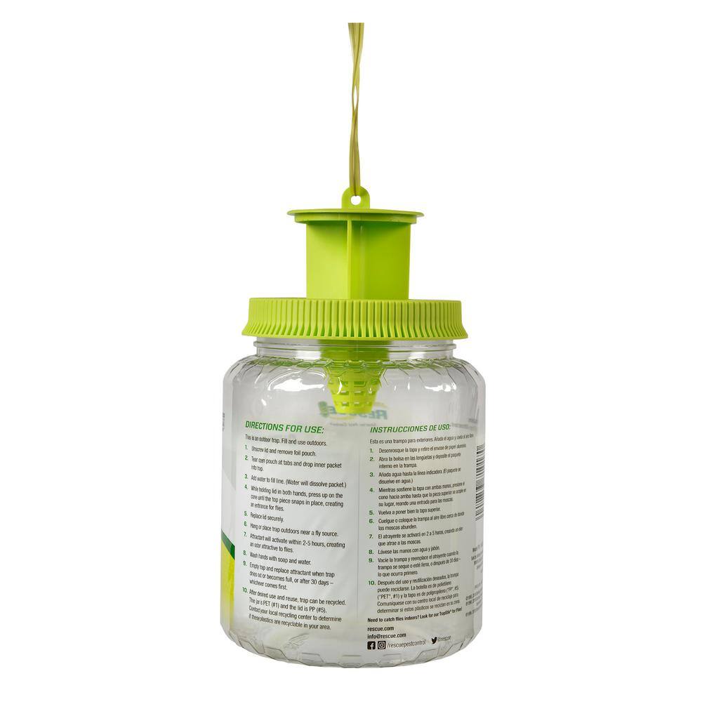 RESCUE Outdoor Reusable Fly Trap Canister with (3 Refills) FTR1 + FTA3