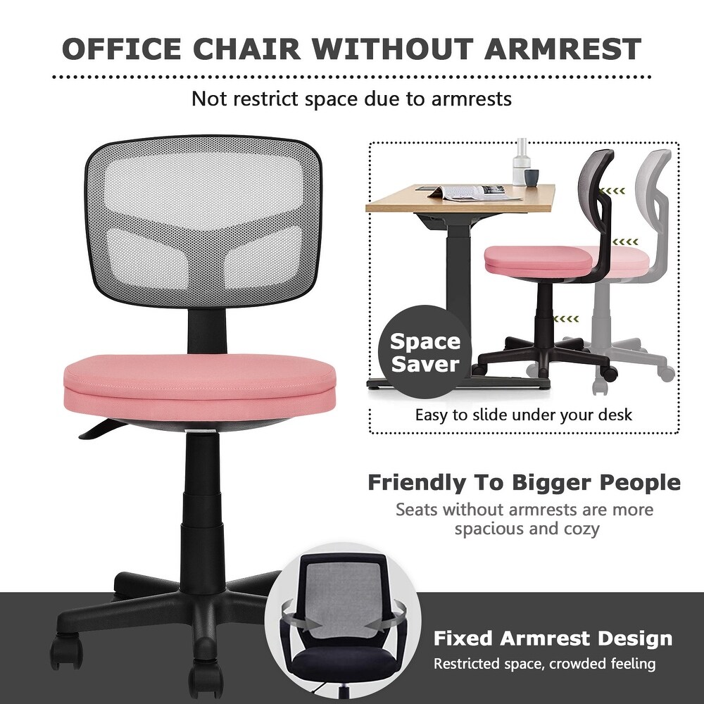 Armless Desk Chair Low Back Computer Chair Ergonomic Small Task Chair