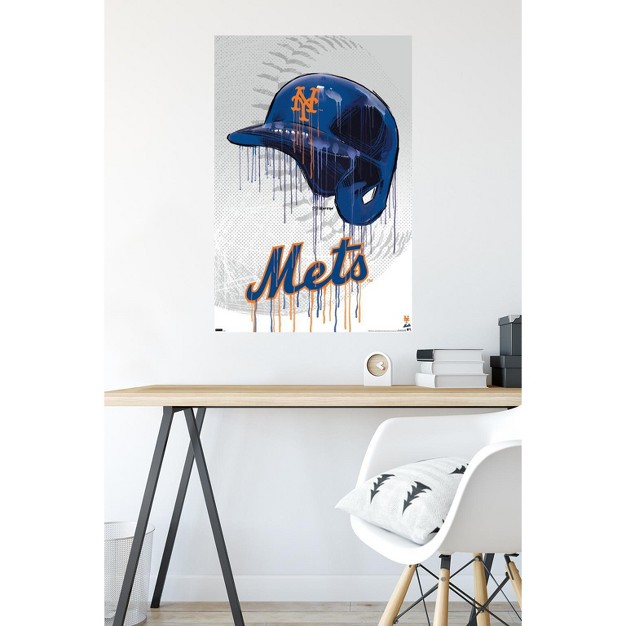 Trends International Mlb New York Mets Drip Helmet 22 Unframed Wall Poster Prints