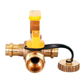 The Plumber's Choice 1 in. Press High Flow Drain Ball Valve 3 Way Adjustable Flow Path Brass S928223