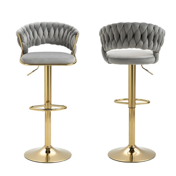 2 Set Modern Bar Stools with Velvet Seat