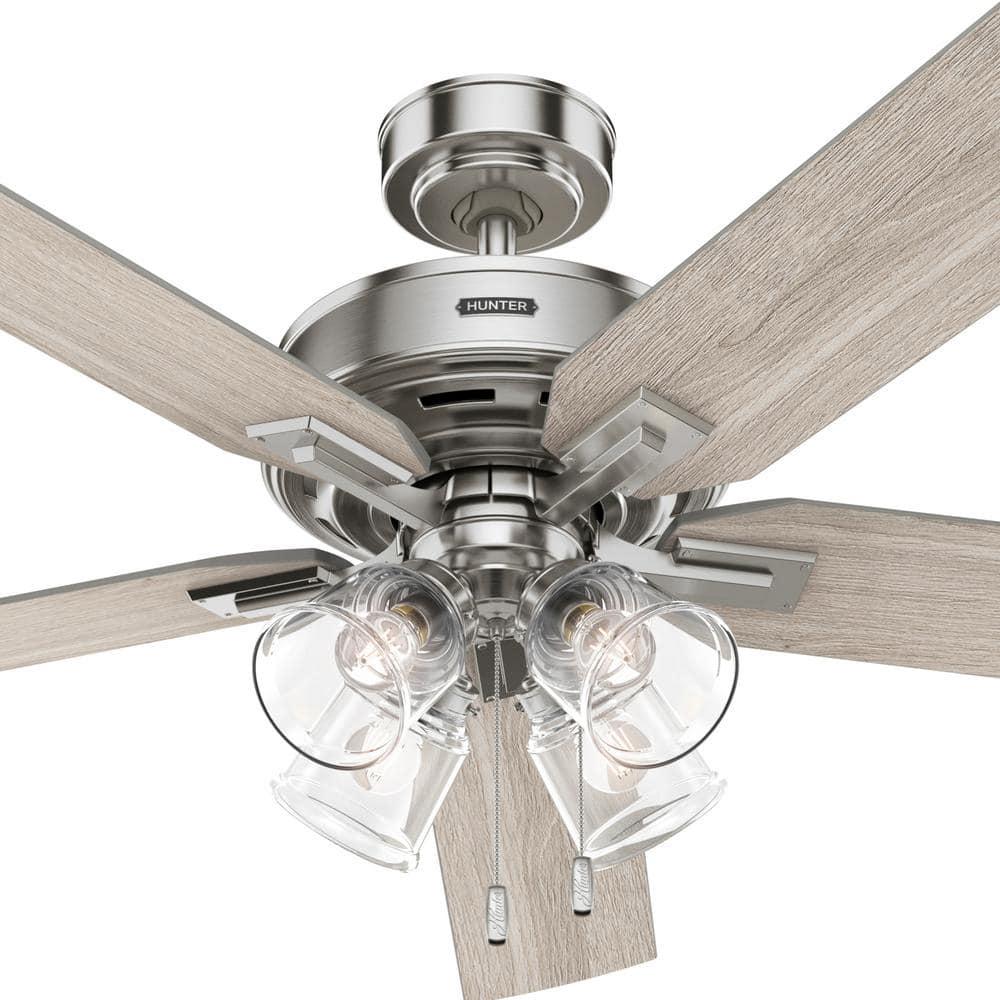 Hunter Beckworth 60 in Indoor Brushed Nickel Ceiling Fan with Light Kit