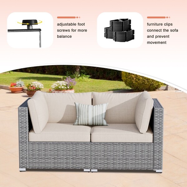 XIZZI Patio Furniture Set 6 Pieces Outdoor Sectional Rattan Sofa with Firepit