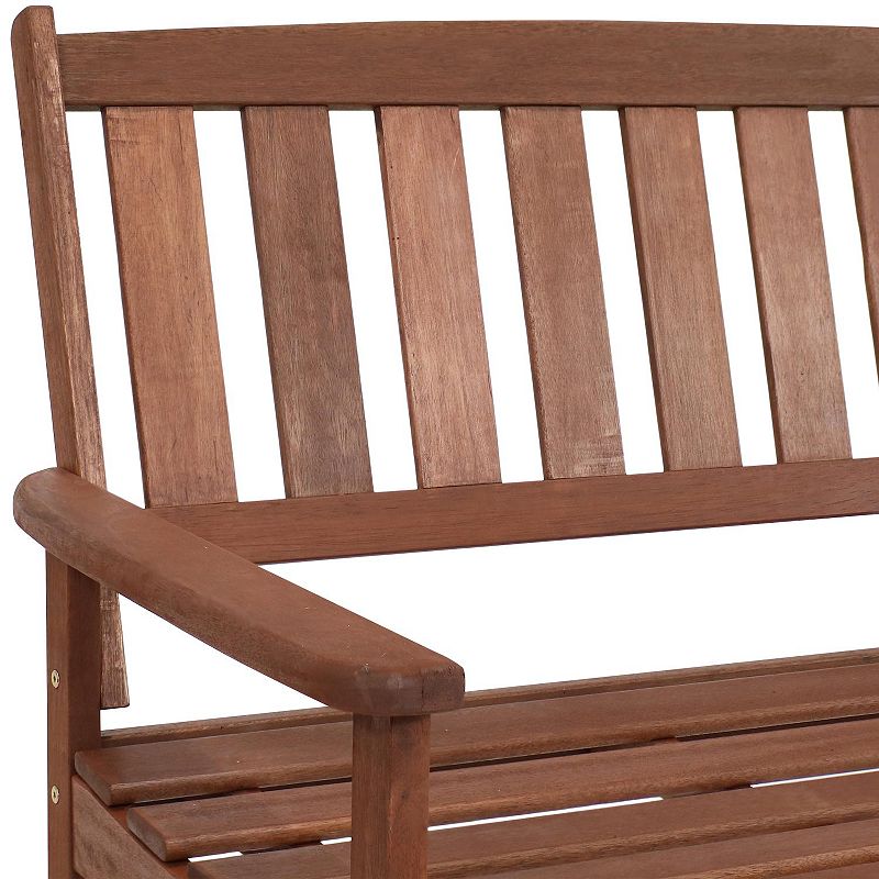 Sunnydaze 2-Person Meranti Wood with Teak Oil Finish Outdoor Garden Bench