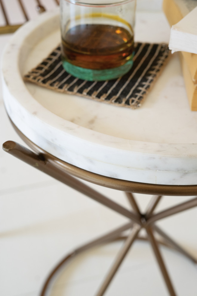 Iron Hour Glass Side Table With Marble Top   Contemporary   Side Tables And End Tables   by Kalalou  Inc.  Houzz