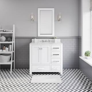 Water Creation Madison 36 in. W x 34 in. H Vanity in White with Marble Vanity Top in Carrara White with White Basin MADISON36W