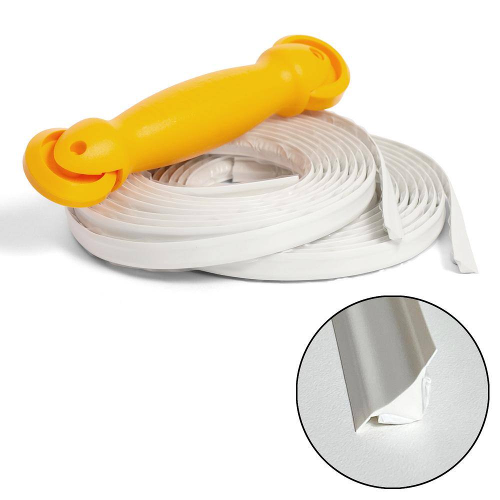 InstaTrim 12 in. x 20 ft. White PVC Self-adhesive Flexible Caulk Trim Molding and Applicator Tool 0520-WHT-AP