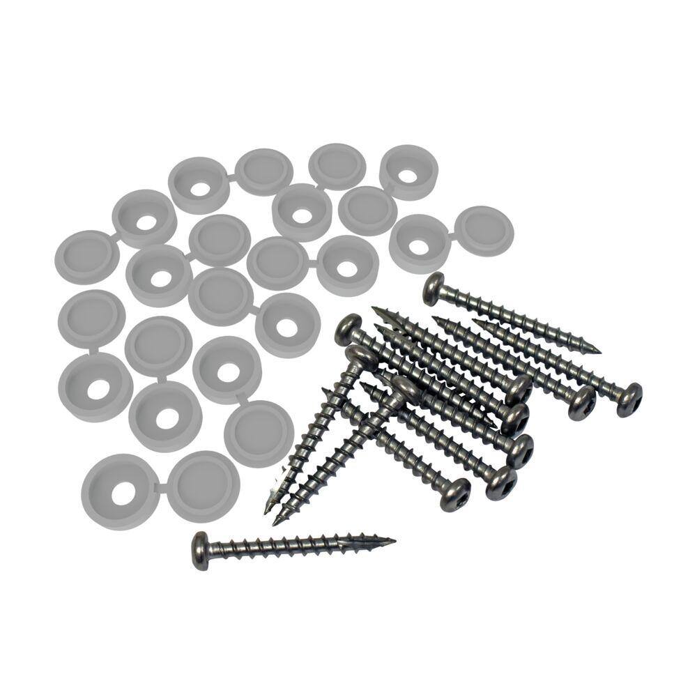 Barrette Outdoor Living 1-12 in. L #8 External Square Round Stainless Steel Decorator Screws and Cover Gray (12-Pack) 73050385